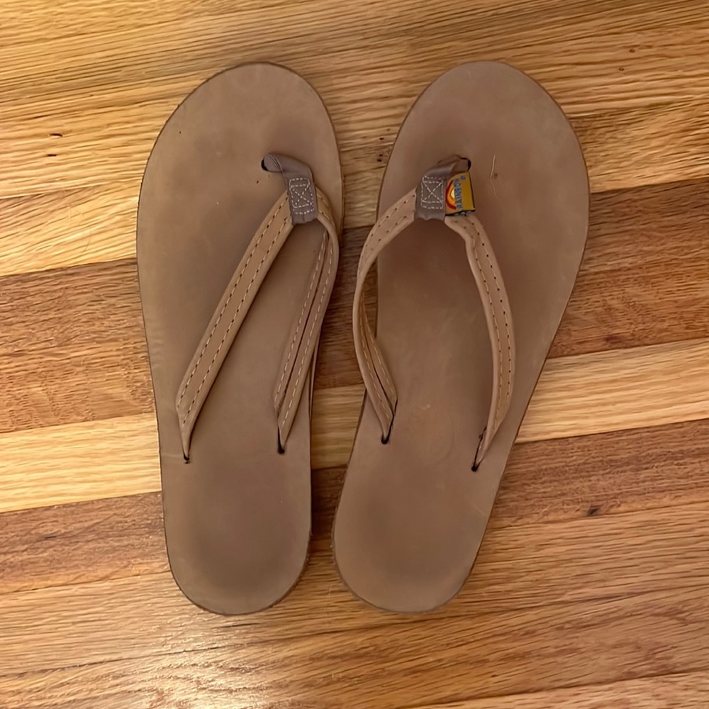 Rainbow flip flops